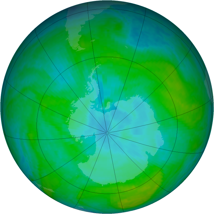 Antarctic ozone map for 29 December 2003